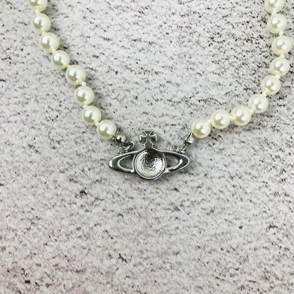 NWT Vivienne westwood Silver Orb Pearl Choker Necklace - Picture 7 of 11